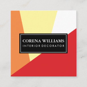 Stilvolle geometrische, warme Farbblöcke Quadratische Visitenkarte