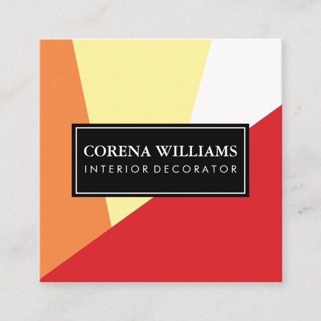 Stilvolle geometrische, warme Farbblöcke Quadratische Visitenkarte (Vorderseite)
