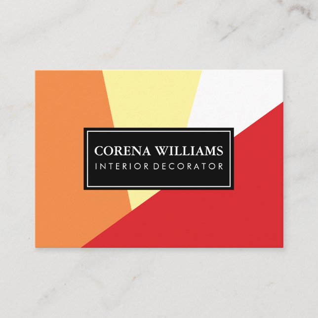 Stilvolle geometrische, warme Farbblöcke Visitenkarte (Vorderseite)