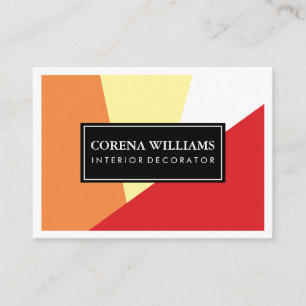 Stilvolle geometrische, warme Farbblöcke, weiße Gr Visitenkarte