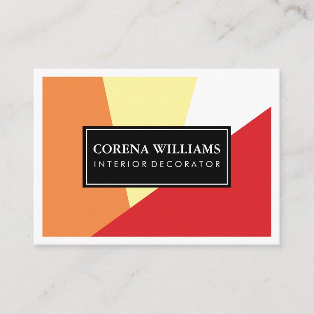 Stilvolle geometrische, warme Farbblöcke, weiße Gr Visitenkarte (Vorderseite)