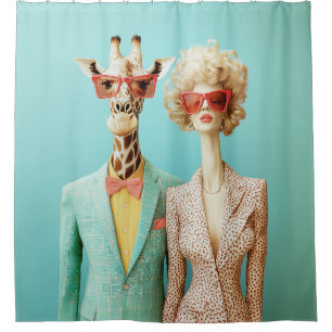 Stilvolle Giraffe und Frau Duschvorhang