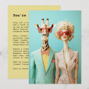 Stilvolle Giraffe und Frau Einladung