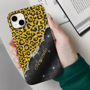 Stilvolle Girl-Imitate Glitzer-Tierdruck Monogram Case-Mate iPhone 14 Hülle