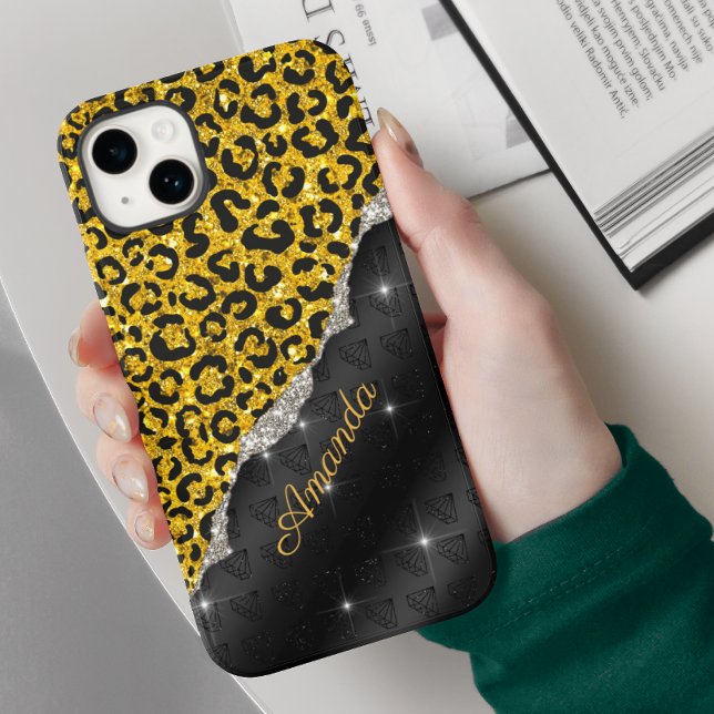 Stilvolle Girl-Imitate Glitzer-Tierdruck Monogram Case-Mate iPhone Hülle (Von Creator hochgeladen)