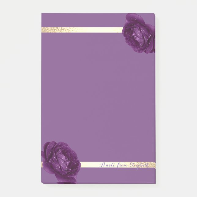 Stilvolle Girly Gold Streifen,Lila,Rose Post-it Klebezettel (Vorderseite)