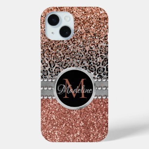 Stilvolle Girly Rose Gold Glitzer Leopard Monogram Case-Mate iPhone Hülle