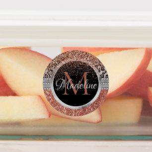 Stilvolle Girly Rose Gold Glitzer Leopard Monogram Etiketten