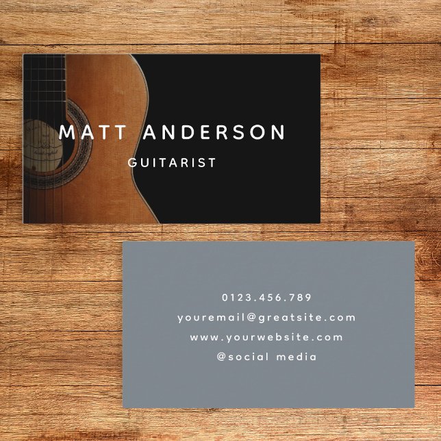 Stilvolle Gitarrist Minimal Blue Visitenkarte (Von Creator hochgeladen)