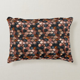 Stilvolle Glam Black Rose Gold Tiles Dekokissen