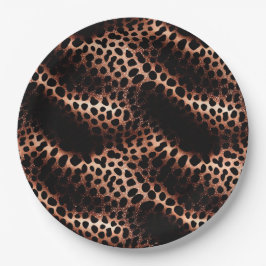 Stilvolle Glam Rose Gold Black Leopard Pappteller