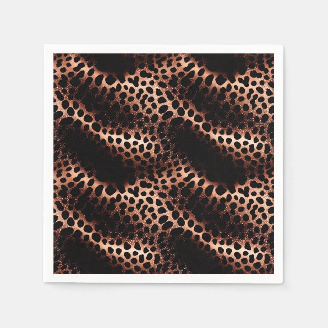 Stilvolle Glam Rose Gold Black Leopard Serviette (Vorderseite)