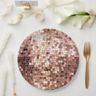 Stilvolle Glam Rose Gold Blush Pink Confetti Pappteller