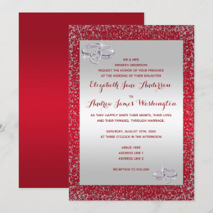 Stilvolle Glitzer & Diamond Wedding Rings Wedding Einladung