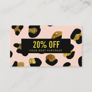 Stilvolle Glitzer Gold Blush Leopard Coupon Card Visitenkarte