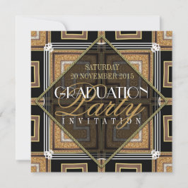Stilvolle Gold Black Art Deco Graduierungsparty Einladung