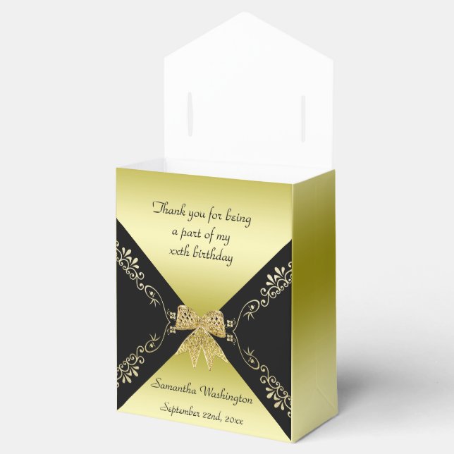 Stilvolle Gold & Black Decorative Bow Birthday Geschenkschachtel (Geöffnet)