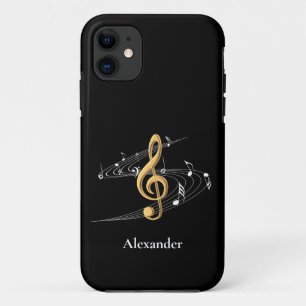 Stilvolle Gold Black Music Clef Personalisiert Case-Mate iPhone Hülle