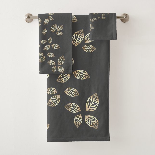 Stilvolle Gold-Blätter Badhandtuch Set (Insitu)
