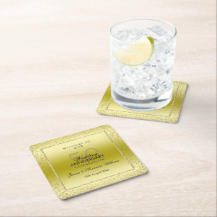 Stilvolle Gold Confetti 50. Wedding Square  Rechteckiger Pappuntersetzer