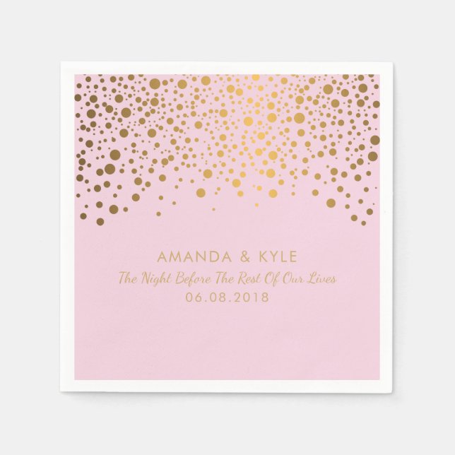 Stilvolle Gold Confetti Dots auf blassrosa Design Serviette (Vorderseite)