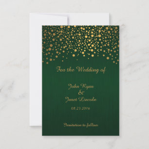 Stilvolle Gold Confetti Dots Dunkelgrün Save The Date