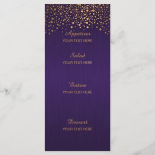 Stilvolle Gold Confetti Dots LILA Menükarte