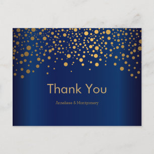 Stilvolle Gold Confetti Dots   Navy Blue Postkarte