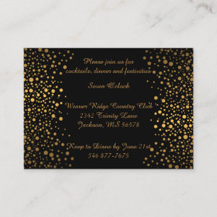 Stilvolle Gold Confetti Dots Schwarz Begleitkarte