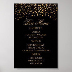 Stilvolle Gold Confetti Dots Schwarzes Bar Poster