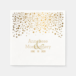 Stilvolle Gold Confetti Punkte auf Weiß Serviette