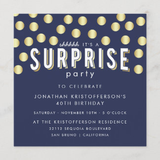 Stilvolle Gold Confetti Überraschung Geburtstagspa Einladung
