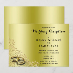 Stilvolle Gold Decorative & Rings Wedding Rezeptio Einladung