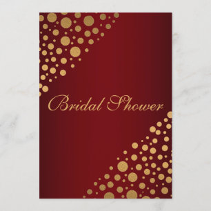 Stilvolle Gold Dots Bridal Dusche Einladung Rot