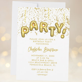 Stilvolle Gold Foil Party Ballon Geburtstag Confet Einladung