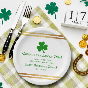 Stilvolle Gold Foil St. Patrick's Day 1. Geburtsta Pappteller