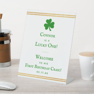 Stilvolle Gold Foil St. Patrick's Day 1. Geburtsta Sockelschild