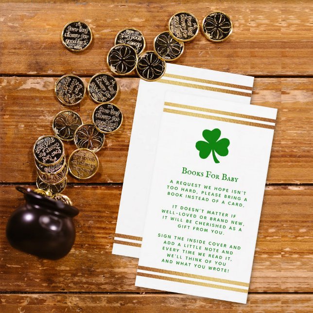 Stilvolle Gold Foil St. Patrick's Day Baby Shower Begleitkarte (Von Creator hochgeladen)