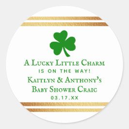 Stilvolle Gold Foil St. Patrick's Day Baby Shower Runder Aufkleber