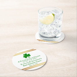 Stilvolle Gold Foil St. Patrick's Day Baby Shower Runder Pappuntersetzer