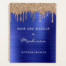 Stilvolle Gold Glitter Drip Blue Termine