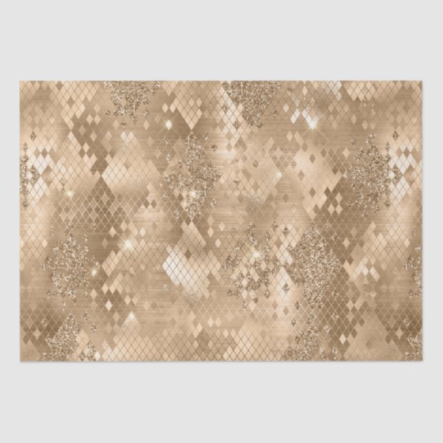 Stilvolle Gold Glitzer Jungle Snake Skin Pattern Seidenpapier (Vorderseite)