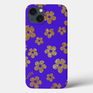 Stilvolle Gold Glitzer Look Floral iPad Mini Fall iPhone 13 Hülle