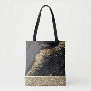 Stilvolle Gold Glitzer Sequins Black Marble