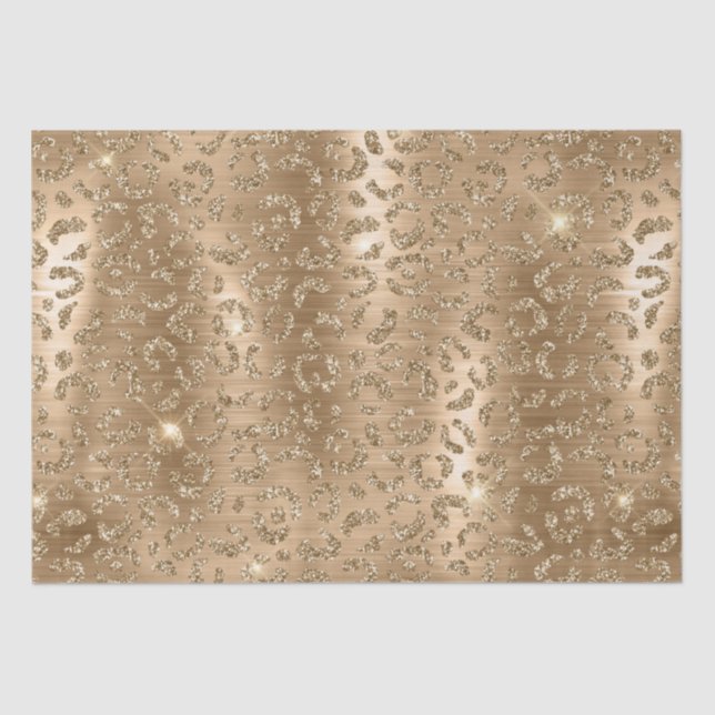 Stilvolle Gold Glitzer Wild Leopard Spots Muster Seidenpapier (Vorderseite)