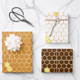 Stilvolle Gold Honeycomb Honey Geschenkpapier Set