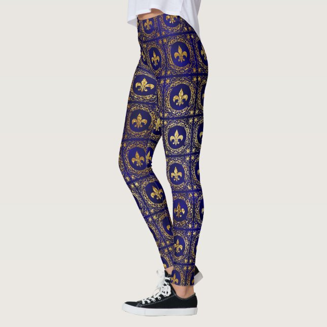 Stilvolle Gold Lila Saints Foil Pattern Frauen Leggings (Links)