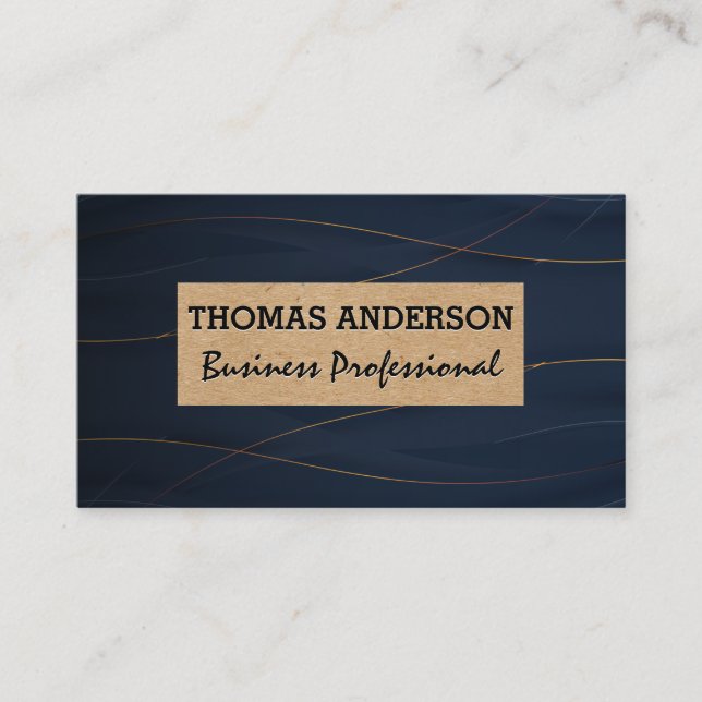 Stilvolle Gold Lines | Tief blauer Hintergrund Visitenkarte (Vorderseite)