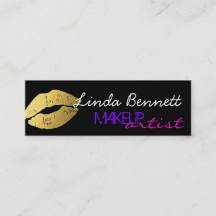Stilvolle Gold Lips - Makeup Artist Bold Mini Card Visitenkarte