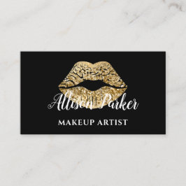 Stilvolle Gold Lips Makeup Artist Visitenkarte